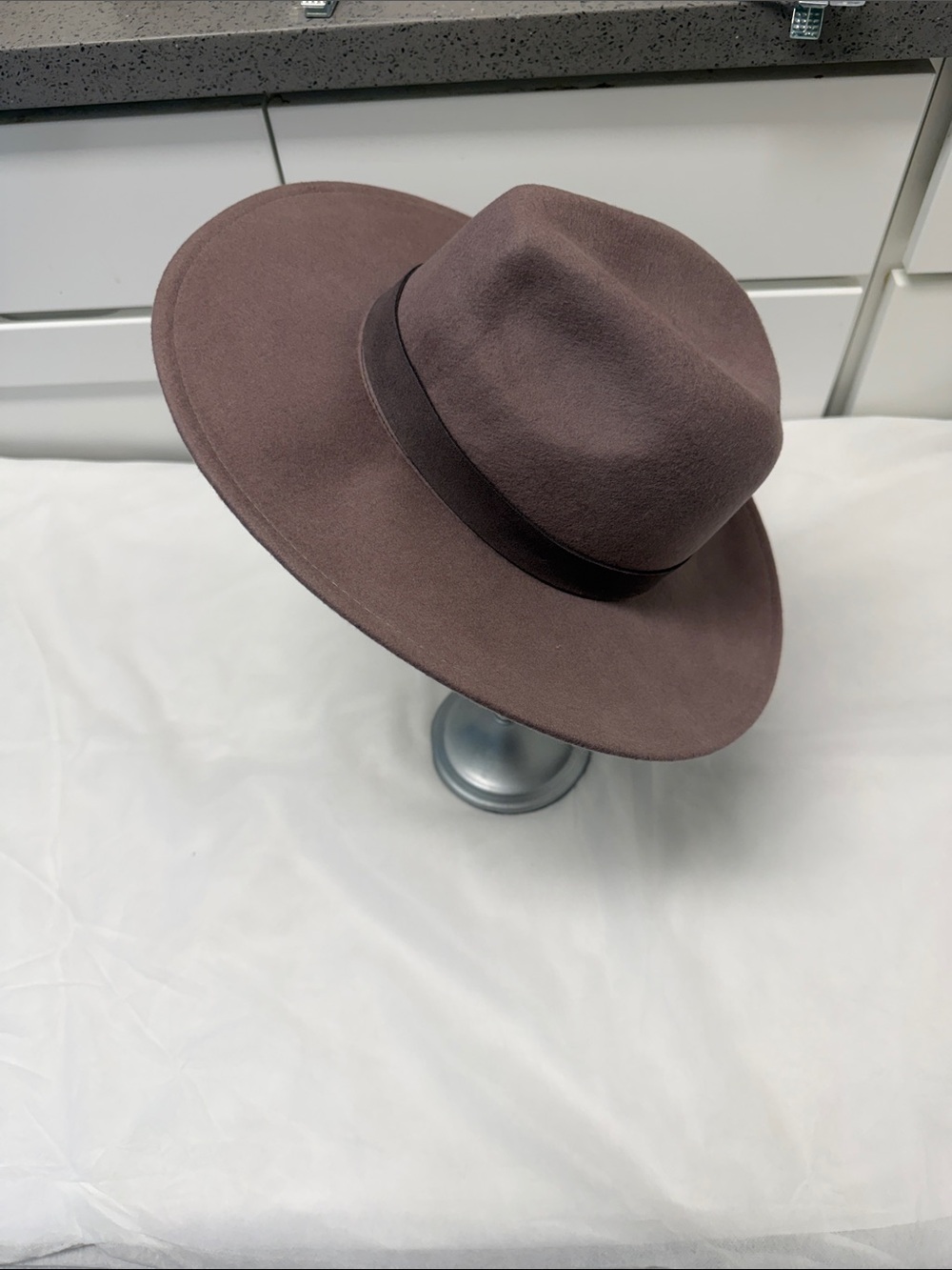 Free People Wide Brim Felt Fedora in Taupe